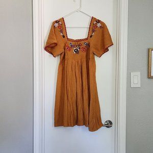 Orange embroidered sun dress